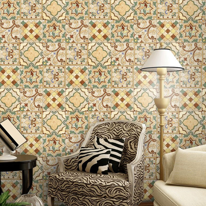 Bohemian Quatrefoil Tile Wallpaper Border Brown Easy Peel off Wall Covering for Accent Wall Clearhalo 'Wall Decor' 'Wallpaper' 1922432