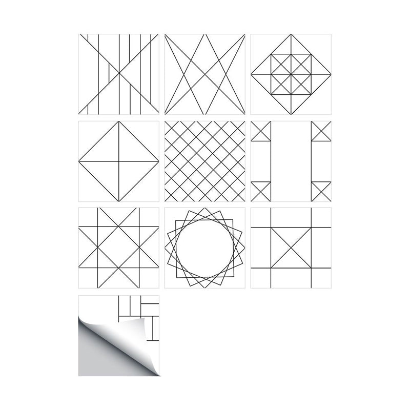 Grey Geometric Sketch Wallpapers Peel and Paste Wall Art for Washroom, 8' L x 8