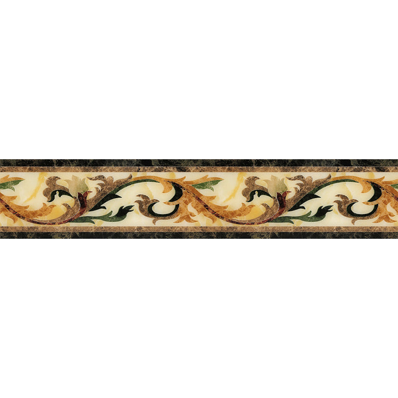 Retro Curved Vines Wallpaper Border Brown Kitchen Backsplash Adhesive Wall Decor, 16.5' x 4