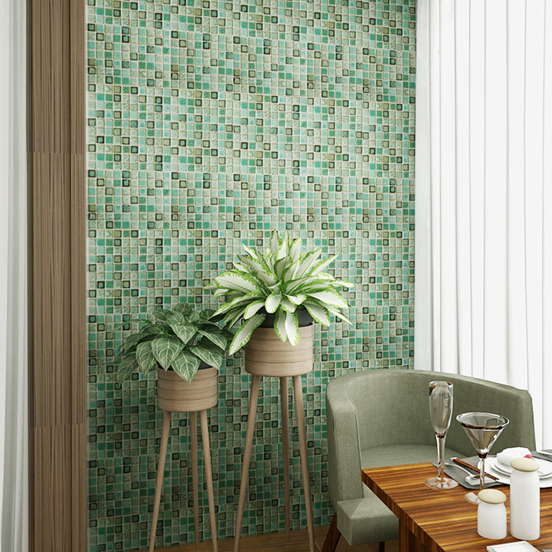 Green Mosaic Tile Wallpaper Panels Stick On Bohemian Kitchen Backsplash Wall Art Green Clearhalo 'Wall Decor' 'Wallpaper' 1922588