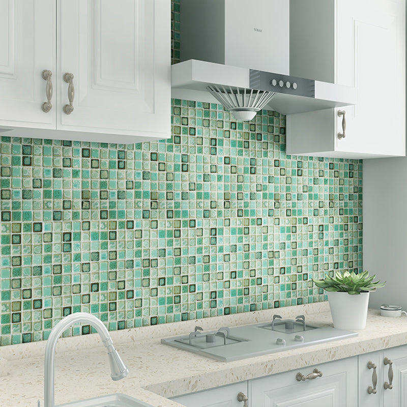 Green Mosaic Tile Wallpaper Panels Stick On Bohemian Kitchen Backsplash Wall Art Clearhalo 'Wall Decor' 'Wallpaper' 1922589