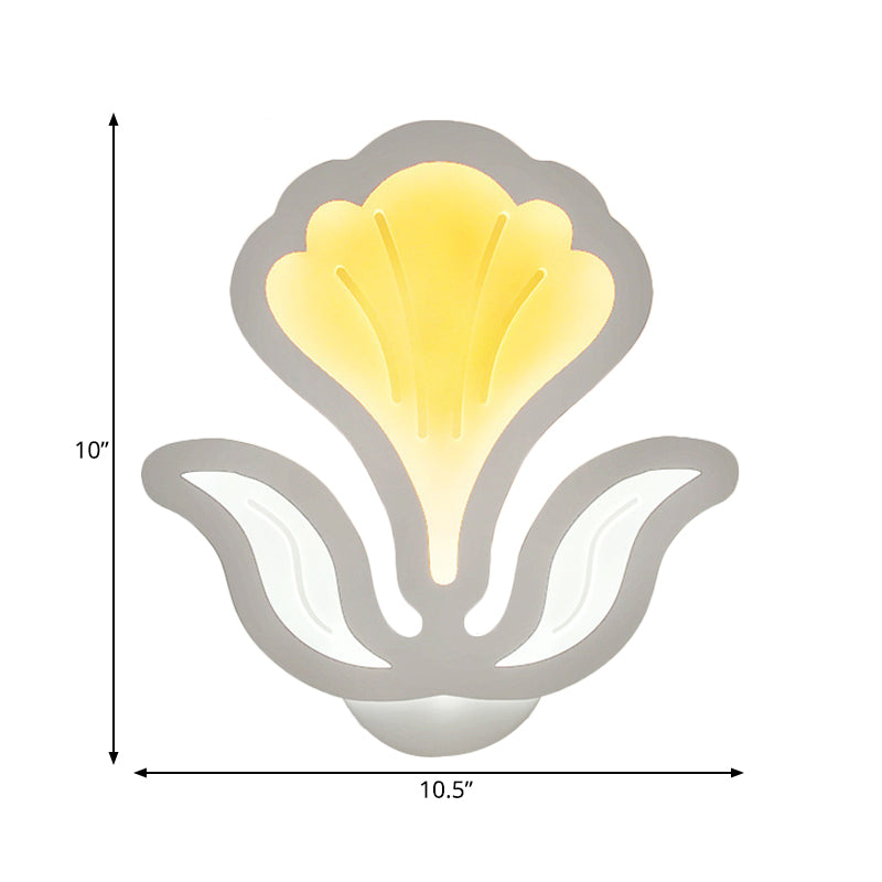 White Floral LED Wall Sconce Modern Style Acrylic Sconce Light for Child Bedroom Clearhalo 'Wall Lamps & Sconces' 'Wall Lights' Lighting' 192451