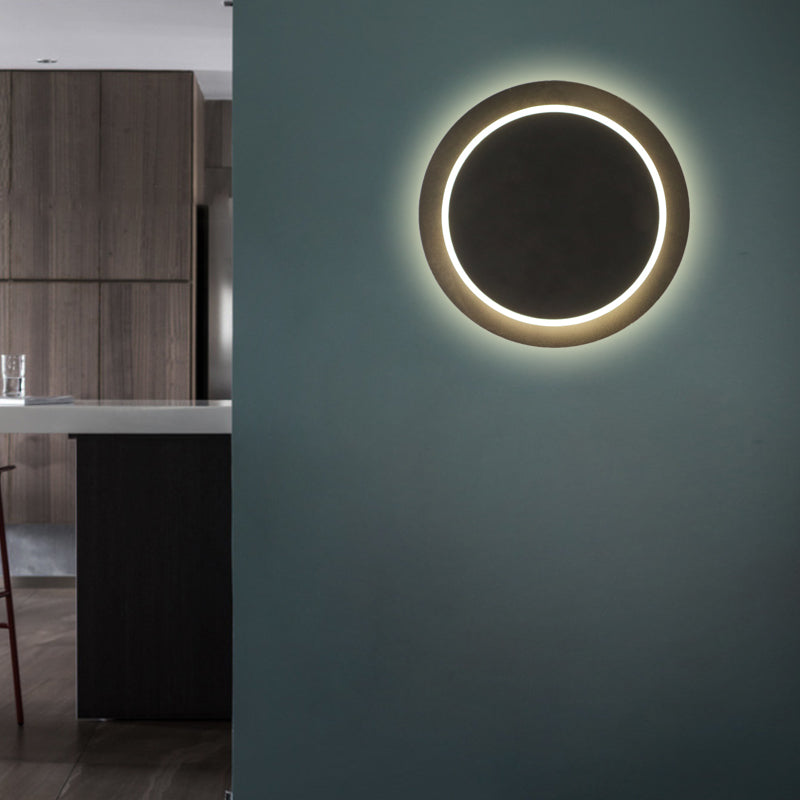 Circular LED Wall Light Contemporary Acrylic Sconce Light for Kitchen Child Bedroom Black Clearhalo 'Wall Lamps & Sconces' 'Wall Lights' Lighting' 192679