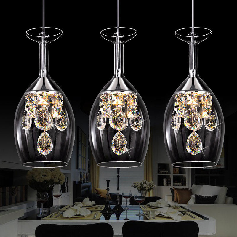 Dome Clear Glass Shade Pendant Light Crystal Accents Ceiling Light Clear 8