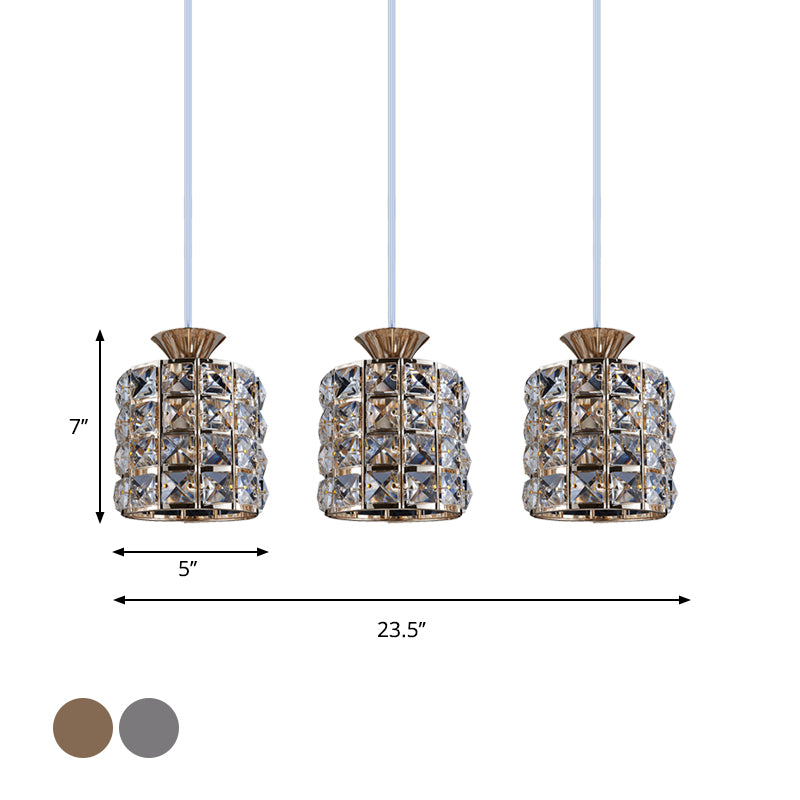 Crystal Drum Pendant Light Metal Frame Ceiling Light for Balcony Clearhalo 'Ceiling Lights' 'Modern Pendants' 'Modern' 'Pendant Lights' 'Pendants' Lighting' 1926988