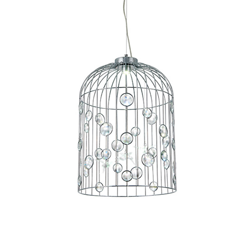 Metal Bird Cage Pendant Light Crystal Bead Deco Pendant Chandelier for Dining Room Clearhalo 'Ceiling Lights' 'Modern Pendants' 'Modern' 'Pendant Lights' 'Pendants' Lighting' 1927059