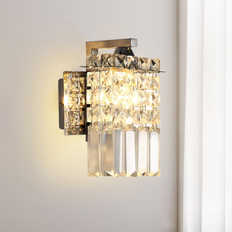 Rectangle Wall Light Crystal Block Wall Sconce in Chrome with Crystal Rods Draping Chrome 7