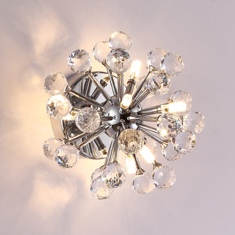 Sputnik Flushmount Light Crystal Ball Ceiling Light in Polished Chrome Clearhalo 'Modern wall lights' 'Modern' 'Wall Lamps & Sconces' 'Wall Lights' Lighting' 1927215