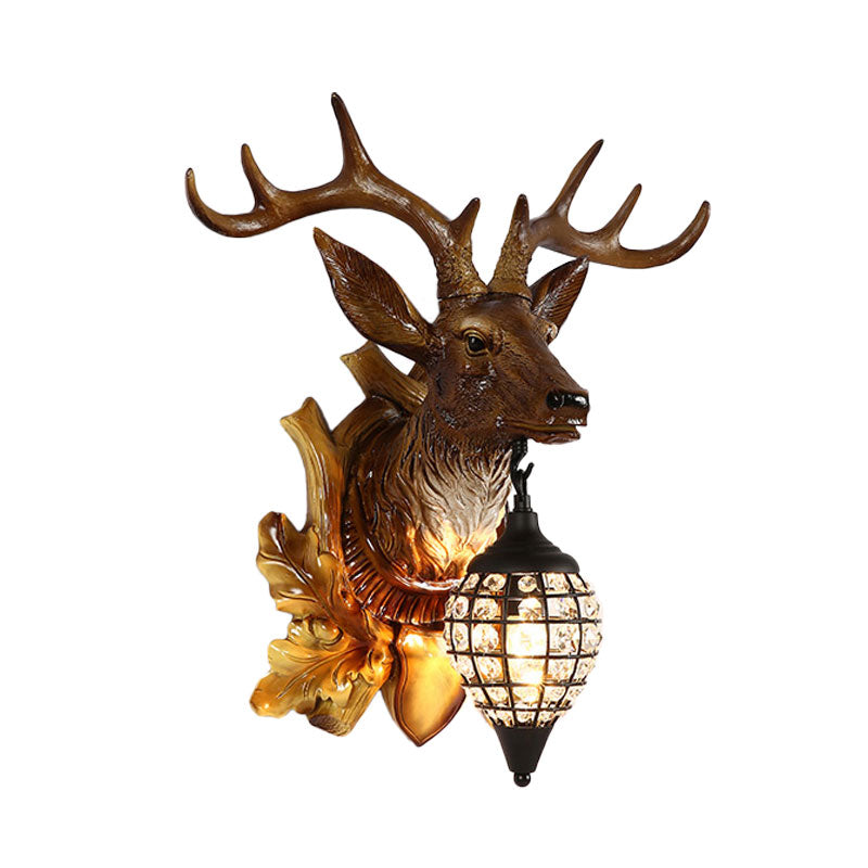 Traditional Metal Deer Wall Sconce Crystal Mesh Cone Shade Wall Light Clearhalo 'Wall Lamps & Sconces' 'Wall Lights' Lighting' 1927247