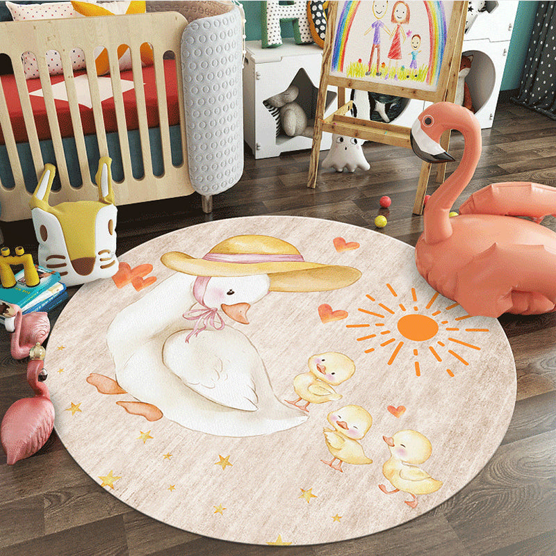 Pastel Colorful Animal Rug Synthetics Cartoon Area Carpet Non-Slip Backing Stain-Proof Rug for Kindergarten Light Yellow Clearhalo 'Area Rug' 'Rug' 1927273