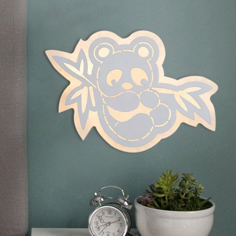 Kid Bedroom Panda Wall Light Acrylic Modern Lovely White LED Wall Lamp White Clearhalo 'Wall Lamps & Sconces' 'Wall Lights' Lighting' 192729