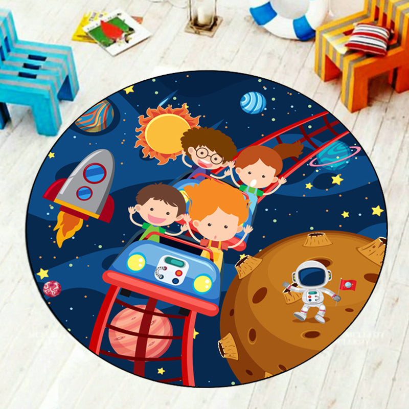 Multi Color Cartoon Rug Synthetics Universe Area Carpet Anti-Slip Easy Care Rug for Kids Bedroom Clearhalo 'Area Rug' 'Rug' 1927296