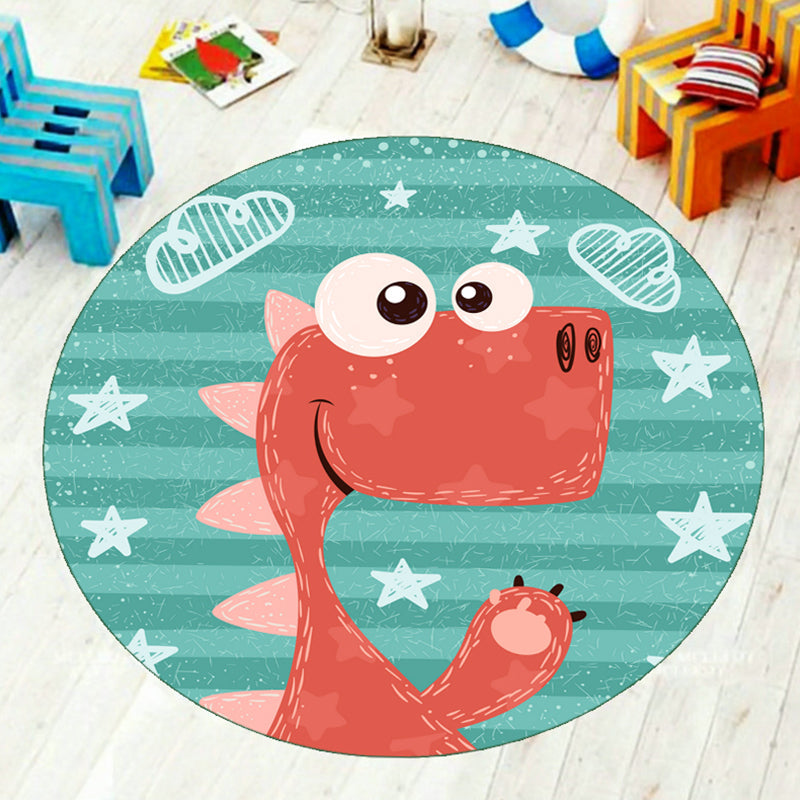 Cartoon Nursery Rug Multi-Color Animal Carpet Polyester Washable Stain-Proof Anti-Slip Backing Rug Green Clearhalo 'Area Rug' 'Rug' 1927307