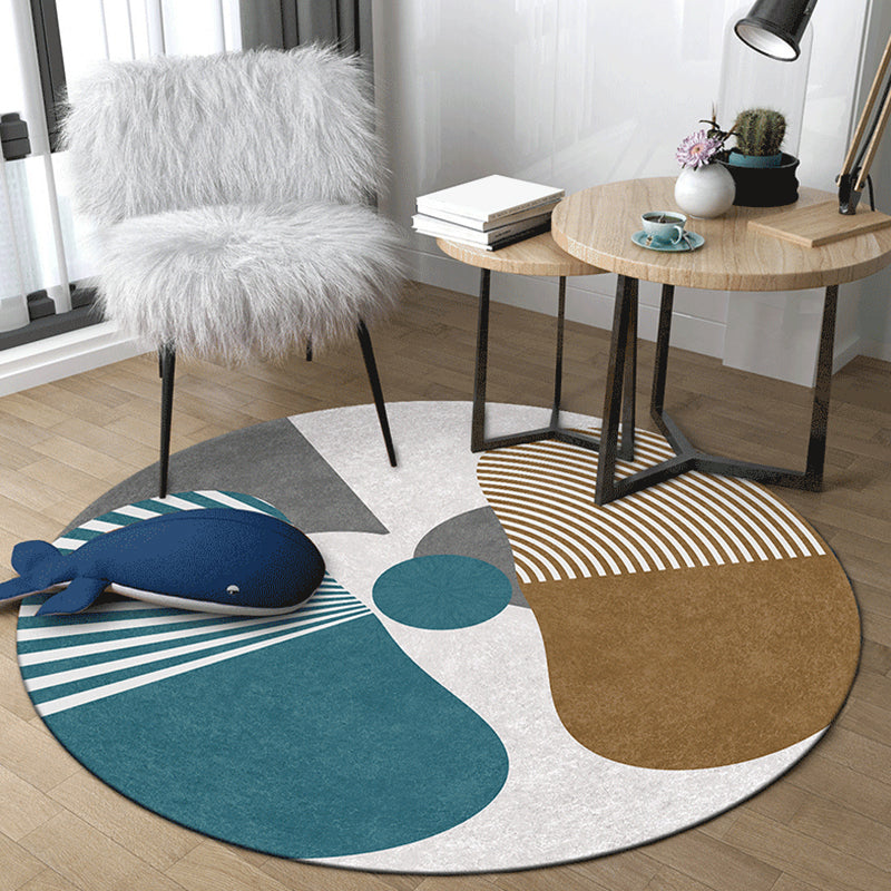 Unique Abstract Colorblock Area Rug Multi Colored Creative Carpet Polyester Washable Rug for Living Room Green Clearhalo 'Area Rug' 'Rug' 1927416
