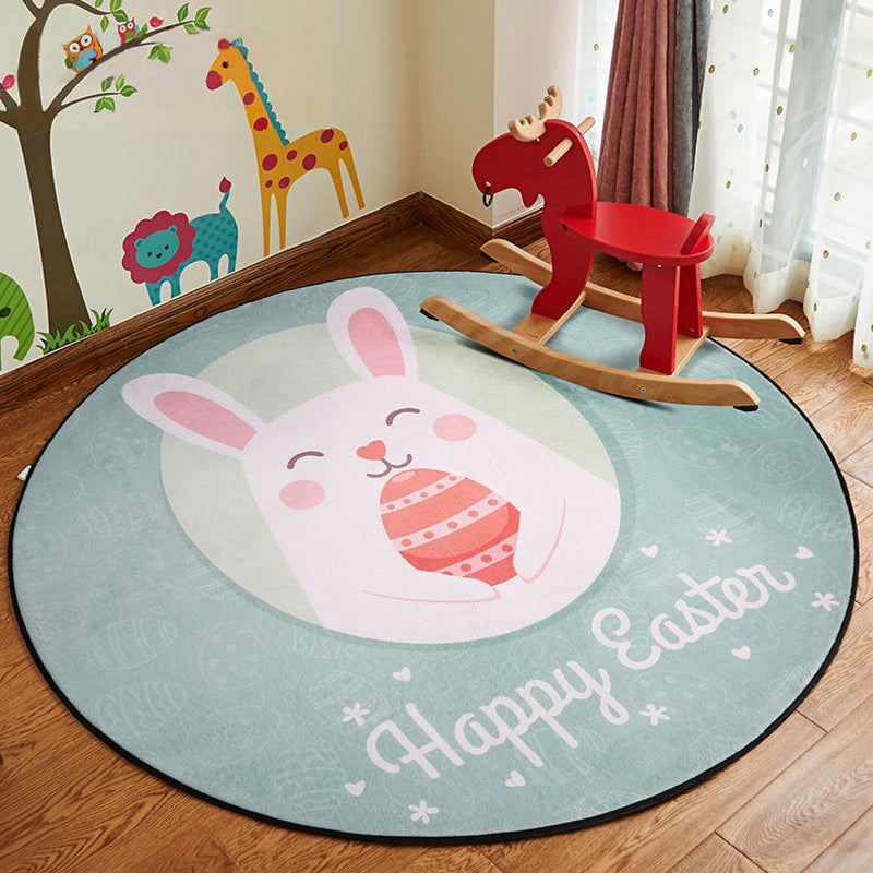 Cute Animal Patterned Rug Pastel Kids Style Carpet Polyester Non-Slip Rug for Childrens Room Green Clearhalo 'Area Rug' 'Rug' 1927473
