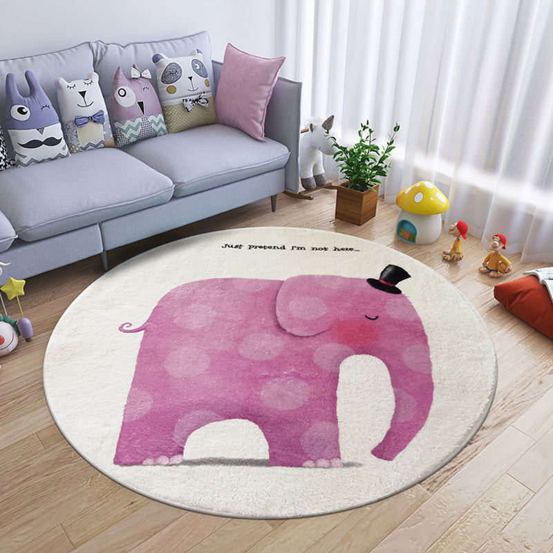 Cartoon Animal Indoor Rug Soft Color Polyester Rug Anti-Slip Backing Washable Carpet for Childrens Bedroom Pink Clearhalo 'Area Rug' 'Rug' 1927540