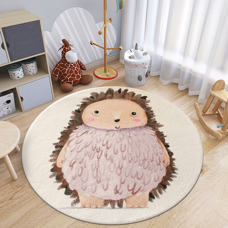 Cartoon Animal Indoor Rug Soft Color Polyester Rug Anti-Slip Backing Washable Carpet for Childrens Bedroom Apricot Clearhalo 'Area Rug' 'Rug' 1927546