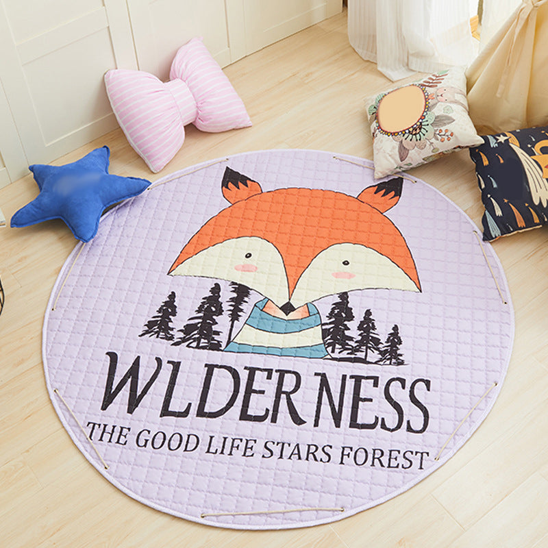 Multi Color Animal Rug Cotton Cartoon Area Carpet Non-Slip Easy Care Rug for Kids Bedroom Light Purple 4'11