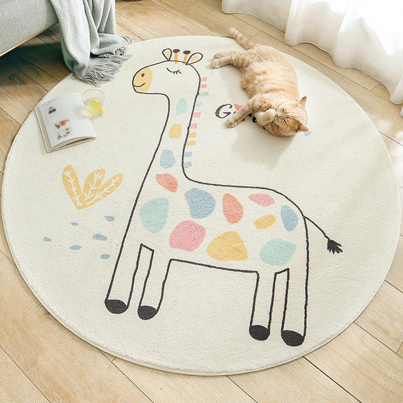 Lovely Kids Style Rug Soft Color Animal and Words Pattern Rug Pet Friendly Anti-Slip Carpet for Nursery Ivory Clearhalo 'Area Rug' 'Rug' 1927869
