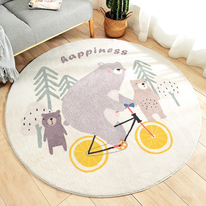 Lovely Kids Style Rug Soft Color Animal and Words Pattern Rug Pet Friendly Anti-Slip Carpet for Nursery Yellow Clearhalo 'Area Rug' 'Rug' 1927870