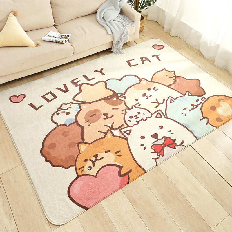 Cartoon Zoo Area Rug Multicolored Polyester Carpet Non-Slip Backing Stain Resistant Rug for Kids Bedroom Yellow Clearhalo 'Area Rug' 'Rug' 1927886