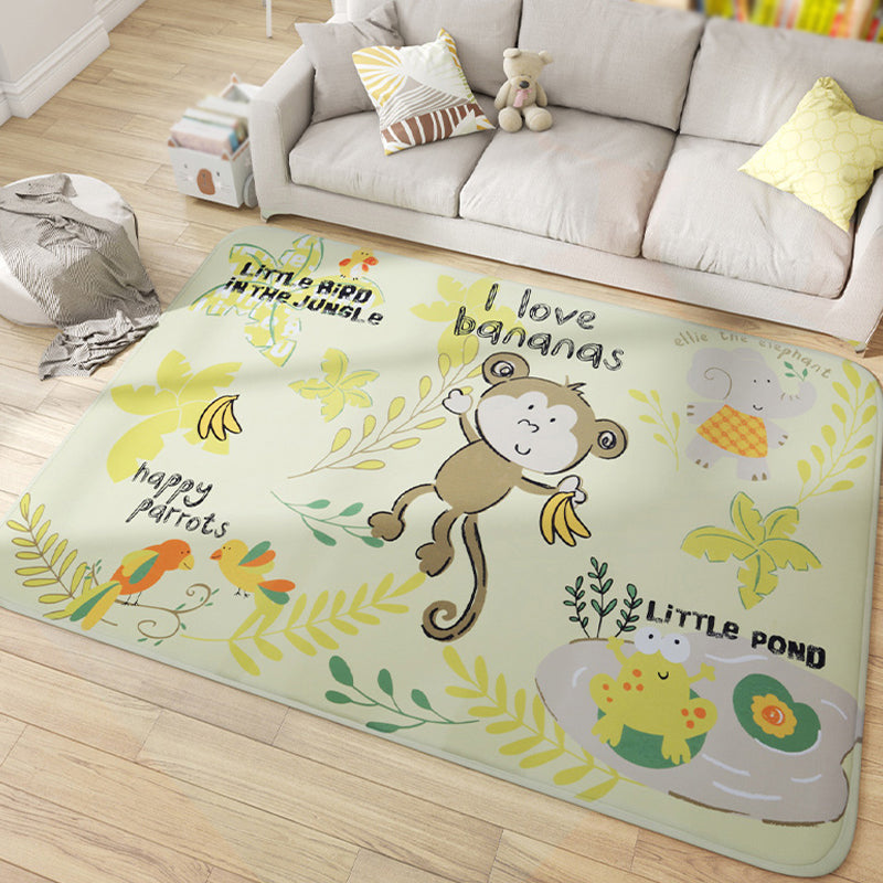 Multicolor Wild Animal Rug with Scripts Polyester Cartoon Carpet Pet Friendly Non-Slip Backing Rug for Child Room Clearhalo 'Area Rug' 'Rug' 1927912