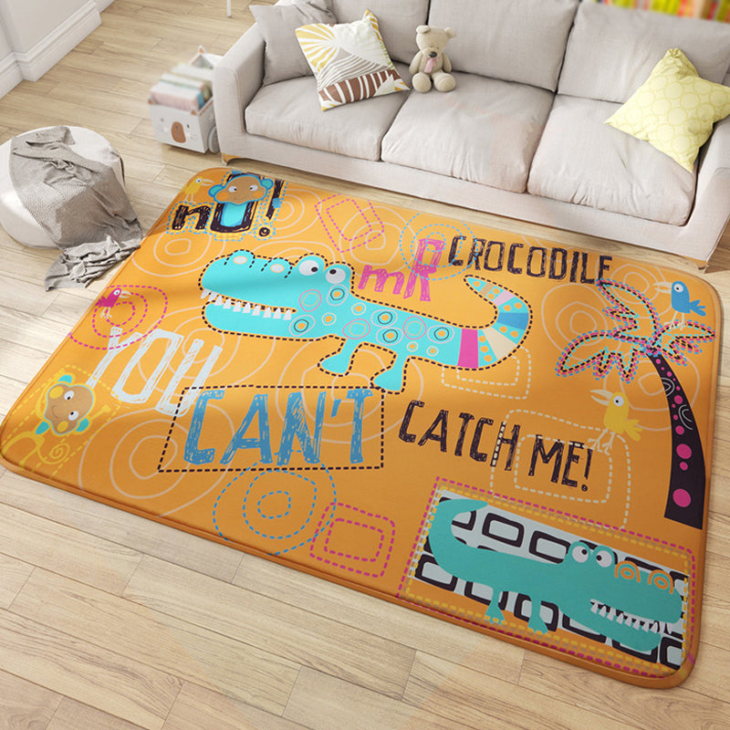 Multicolor Wild Animal Rug with Scripts Polyester Cartoon Carpet Pet Friendly Non-Slip Backing Rug for Child Room Clearhalo 'Area Rug' 'Rug' 1927914