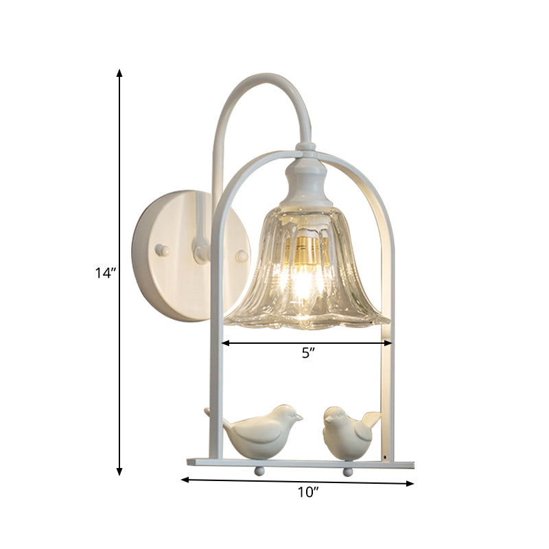 Creative Bell Sconce Light with Bird Decor 1 Light Transparent Glass LED Wall Lamp for Balcony Clearhalo 'Wall Lamps & Sconces' 'Wall Lights' Lighting' 192795