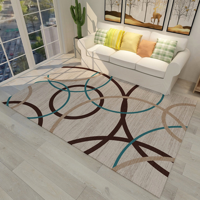 Unusual Seamless Geometric Shapes Rug Multicolor Contemporary Rug Polyester Non-Slip Backing Carpet for Home Decor Light Brown Clearhalo 'Area Rug' 'Modern' 'Rugs' Rug' 1928130