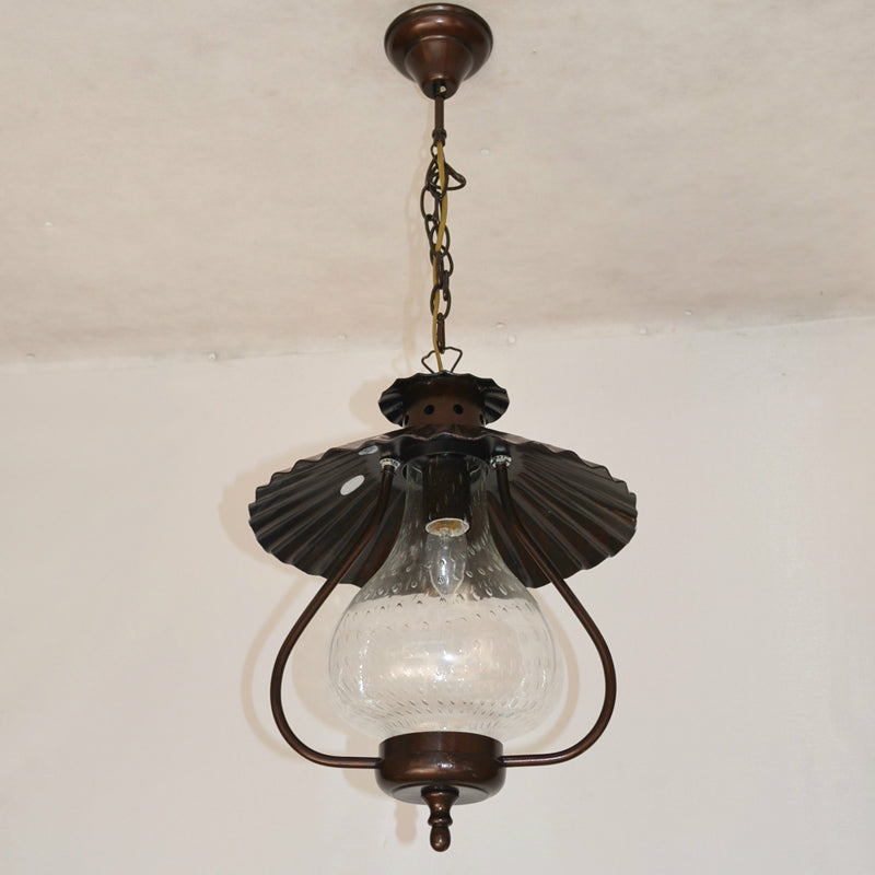 Clear 1 Light Pendant Lighting Fixture Vintage Crackle Glass Lantern Hanging Ceiling Light Clearhalo 'Ceiling Lights' 'Chandeliers' 'Glass shade' 'Glass' 'Industrial Pendants' 'Industrial' 'Middle Century Pendants' 'Pendant Lights' 'Pendants' 'Tiffany' Lighting' 1928444