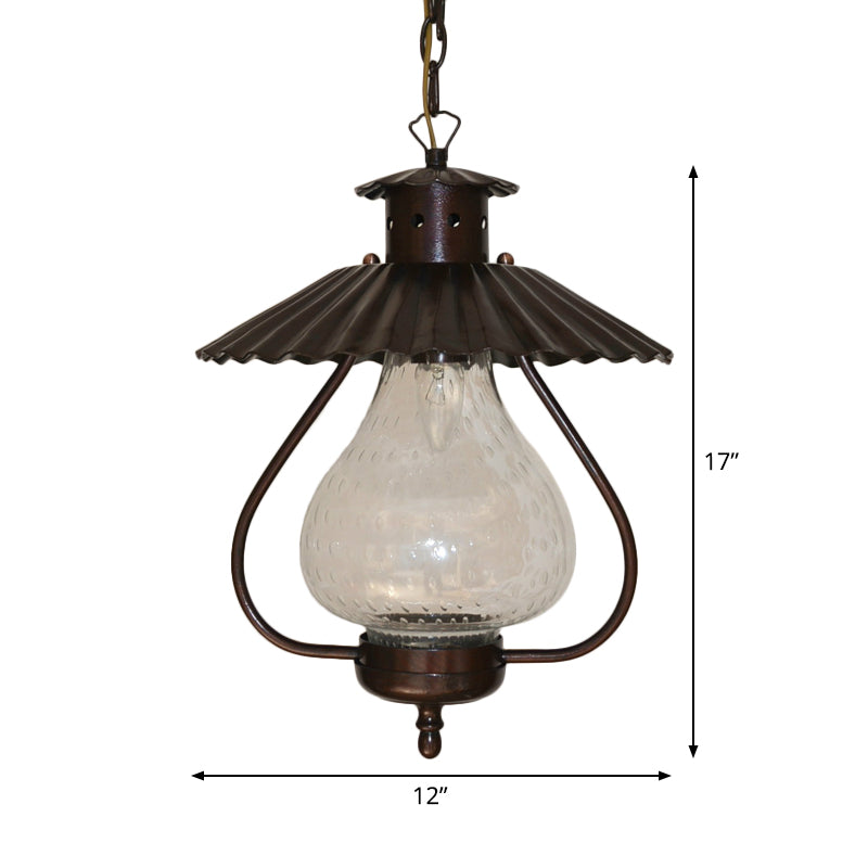 Clear 1 Light Pendant Lighting Fixture Vintage Crackle Glass Lantern Hanging Ceiling Light Clearhalo 'Ceiling Lights' 'Chandeliers' 'Glass shade' 'Glass' 'Industrial Pendants' 'Industrial' 'Middle Century Pendants' 'Pendant Lights' 'Pendants' 'Tiffany' Lighting' 1928447