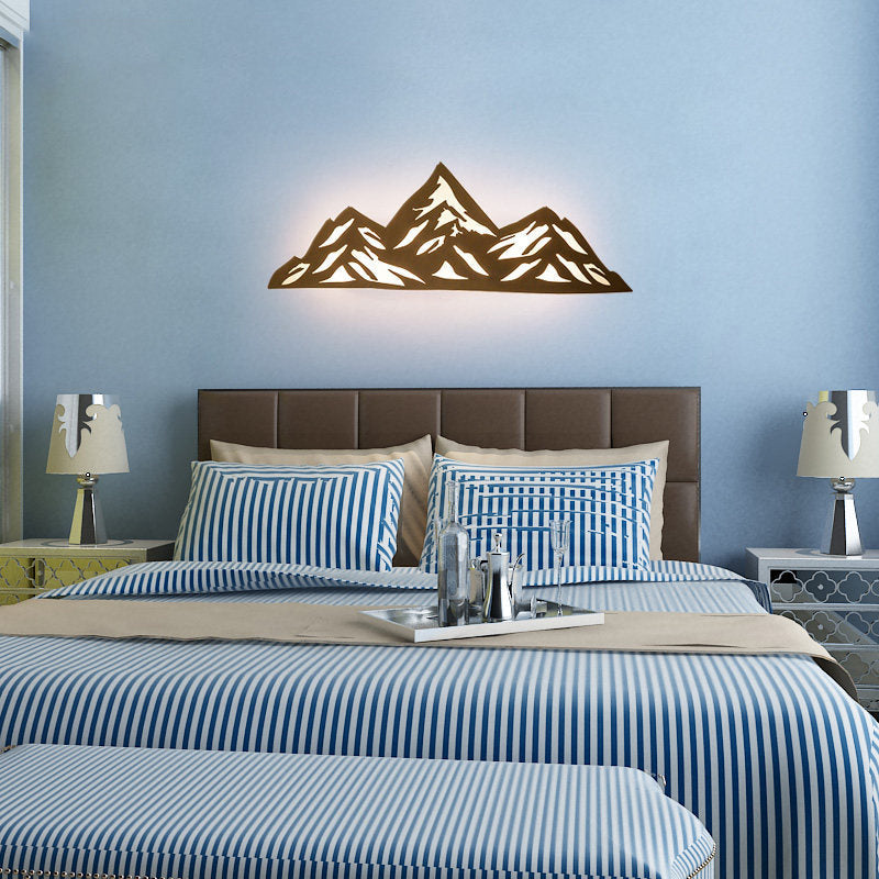 Creative Modern Mountain Sconce Light Wooden Energy Saving Wall Lamp for Child Bedroom Wood Clearhalo 'Wall Lamps & Sconces' 'Wall Lights' Lighting' 193000