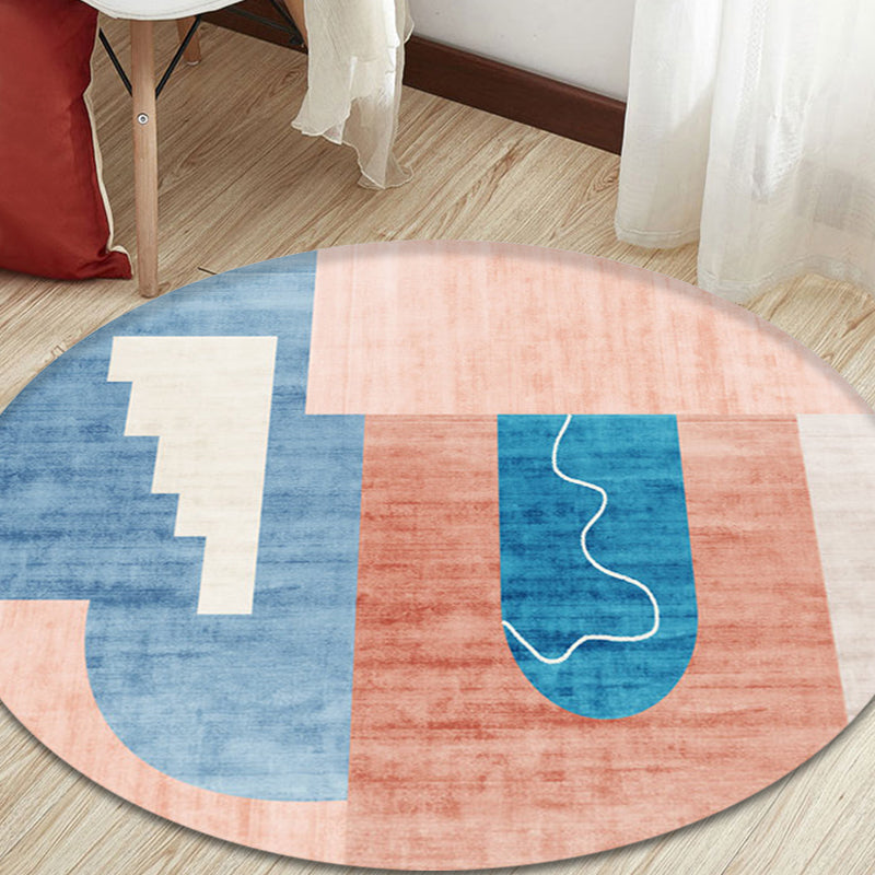 Pastel Watercolor Abstract Rug Polypropylene Novelty Carpet Machine Wash Anti-Slip Rug for Sitting Room Pink Clearhalo 'Area Rug' 'Rug' 1932012
