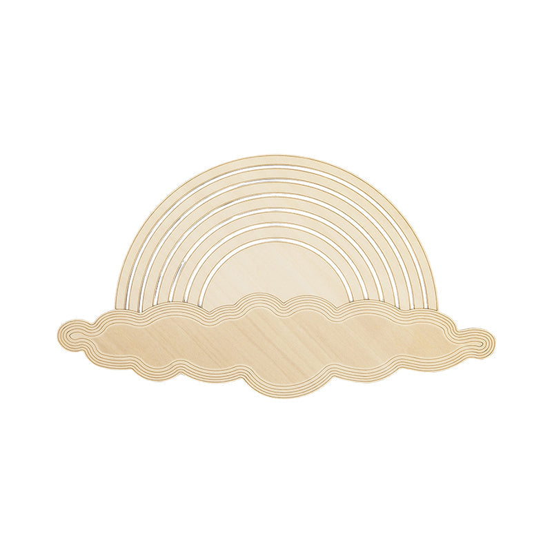 Rainbow & Cloud LED Wall Light Wood Cartoon Sconce Light in Beige for Kindergarten Bedroom Clearhalo 'Wall Lamps & Sconces' 'Wall Lights' Lighting' 193203