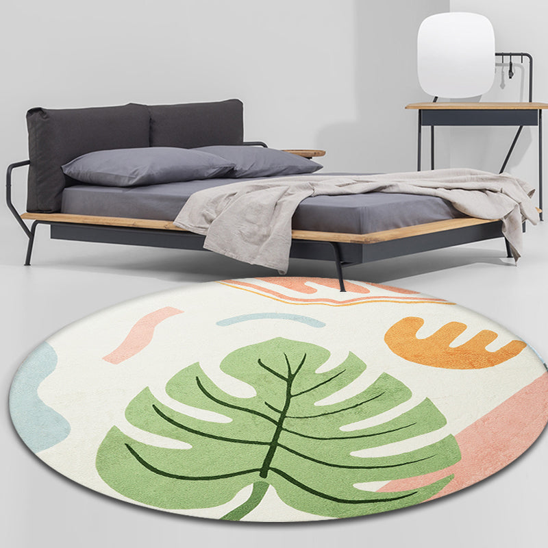 Green Tropical Rug Polyester Botanical Pattern Area Rug Washable Pet Friendly Anti-Slip Carpet for Study Clearhalo 'Area Rug' 'Rug' 1932083