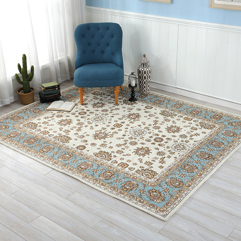 Beige Vintage Rug Polyester Flower Pattern Carpet Washable Pet Friendly Anti-Slip Backing Carpet for Parlour Beige Clearhalo 'Area Rug' 'Rugs' 'Vintage' Rug' 1932140