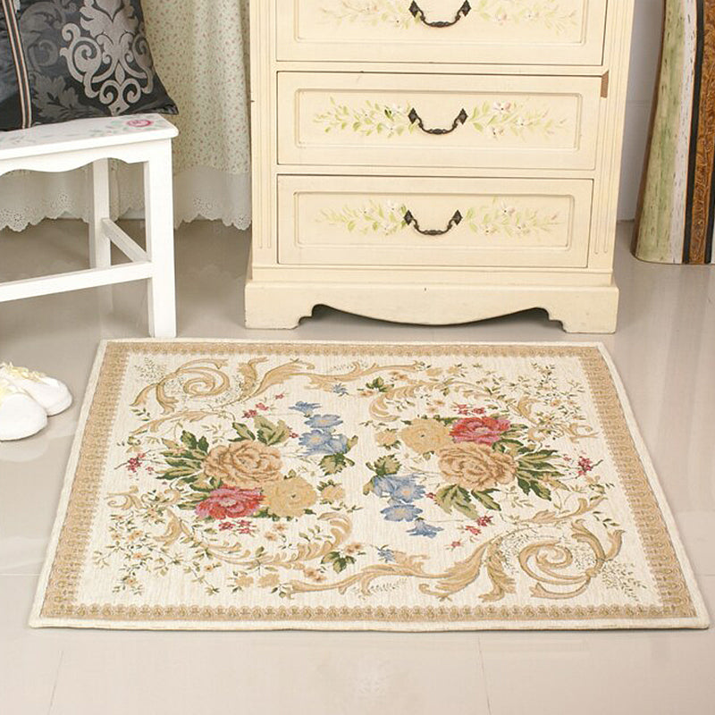 Vintage Study Rug Multi-Color Bud Pattern Carpet Polyester Anti-Slip Pet Friendly Machine Washable Indoor Rug Beige Clearhalo 'Area Rug' 'Rugs' 'Vintage' Rug' 1932168