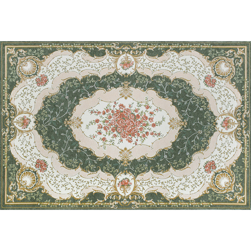 Blossom Pattern Rug Polyester Retro Area Rug Anti-Slip Backing Machine Washable Indoor Rug for Bedroom Clearhalo 'Area Rug' 'Rugs' 'Vintage' Rug' 1932201