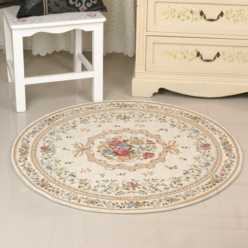 Decorative Multi Color Vintage Rug Polyester Floral Pattern Carpet Washable Pet Friendly Anti-Slip Carpet for Sleeping Room Beige Clearhalo 'Area Rug' 'Rugs' 'Vintage' Rug' 1932209