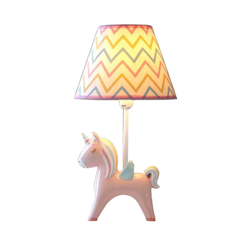 Modern Lovely Carousel Table Light One Light Resin Table Lamp with Tapered Shade for Kid Bedroom Clearhalo 'Lamps' 'Table Lamps' Lighting' 193239