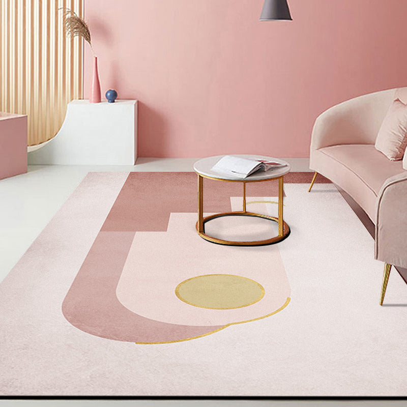 Pink Hall Rug Modernist Colorblock and Striped Pattern Carpet Polyester Pet Friendly Washable Non-Slip Backing Rug Pink Clearhalo 'Area Rug' 'Rug' 1932392