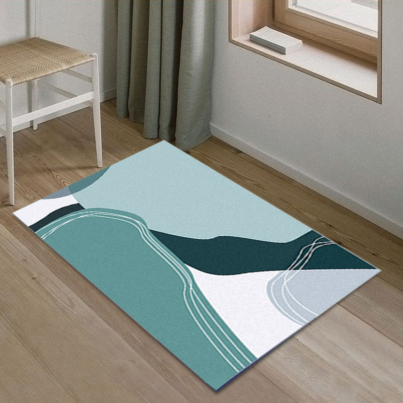 Funky Abstract Rug Multicolor Contemporary Indoor Rug Polyester Washable Pet Friendly Anti-Slip Backing Carpet for Bedroom Lake Green Clearhalo 'Area Rug' 'Rug' 1932429