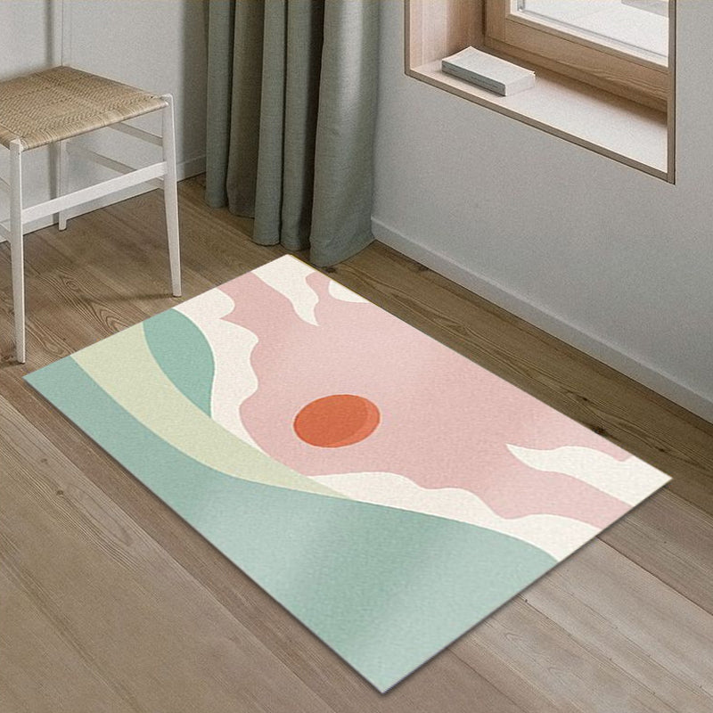 Funky Abstract Rug Multicolor Contemporary Indoor Rug Polyester Washable Pet Friendly Anti-Slip Backing Carpet for Bedroom Pink Clearhalo 'Area Rug' 'Rug' 1932430