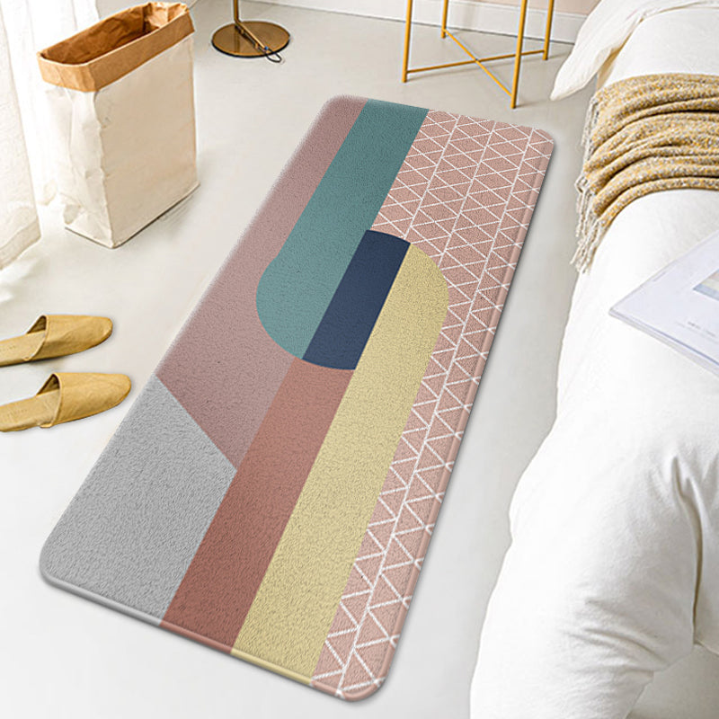 Multicolored Colorblock Rug Polyester Contemporary Rug Anti-Slip Backing Washable Pet Friendly Indoor Rug for Bedroom Pink Clearhalo 'Area Rug' 'Rug' 1932474