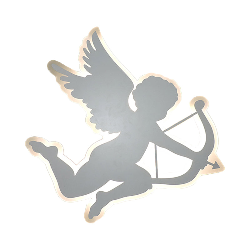 Nursing Room Cupid Angel Wall Lamp Acrylic Kids 2-Size LED Sconce Light in White Clearhalo 'Wall Lamps & Sconces' 'Wall Lights' Lighting' 193257