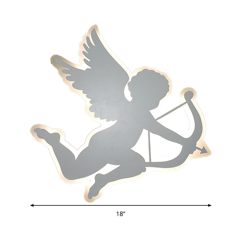 Nursing Room Cupid Angel Wall Lamp Acrylic Kids 2-Size LED Sconce Light in White Clearhalo 'Wall Lamps & Sconces' 'Wall Lights' Lighting' 193259