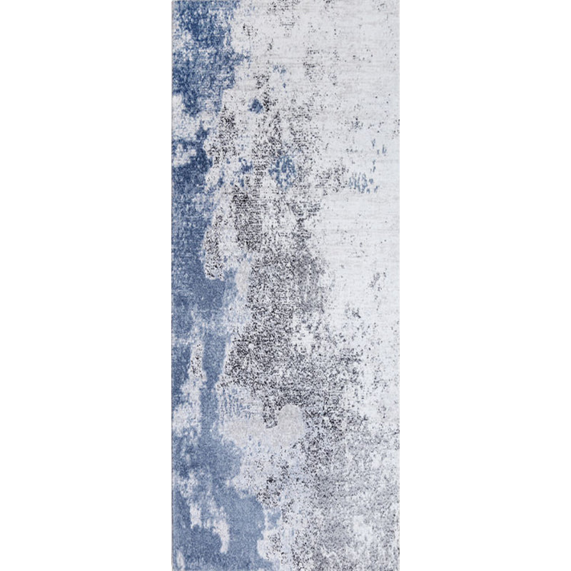 Industrial Style Blue Polyester Runner Bedside Rug Mat with Cement Design Clearhalo 'Area Rug' 'Rug' 1932648