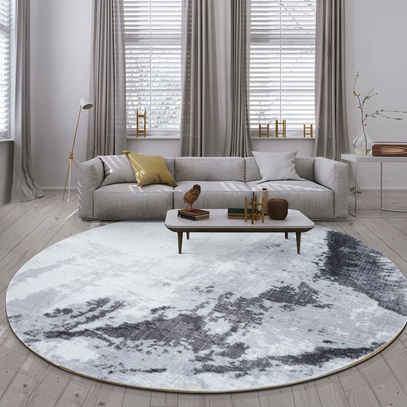 Round Industrial Style Gray Polyester Rug with Cement Design Pet Friendly Parlor Area Rug Clearhalo 'Area Rug' 'Rug' 1932675