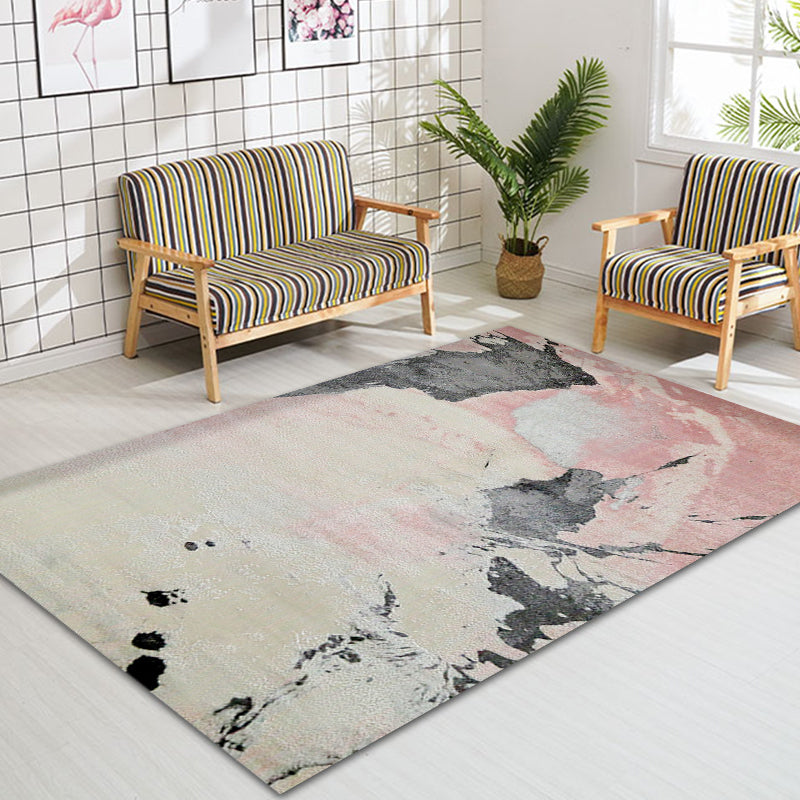 Industrial Style Rug with Colorful Cement Pattern Indoor Pet Friendly Polyester Area Rug Tan 2'7