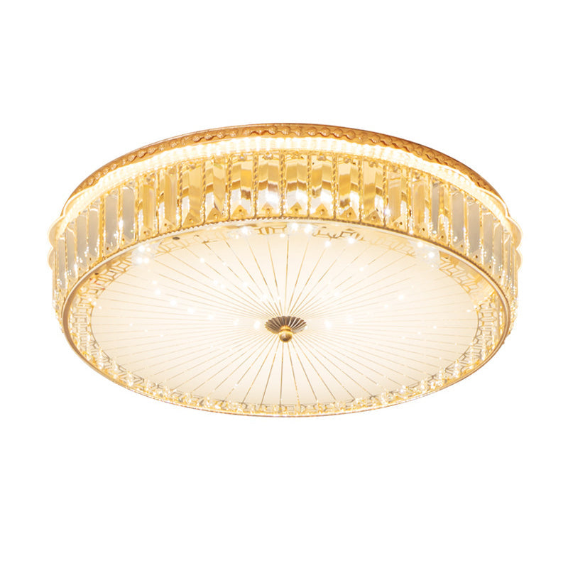 White Glass Round Ceiling Flush Modernism LED Flush Mount Spotlight with Crystal Block for Bedroom Clearhalo 'Ceiling Lights' 'Close To Ceiling Lights' 'Close to ceiling' 'Flush mount' Lighting' 1933598